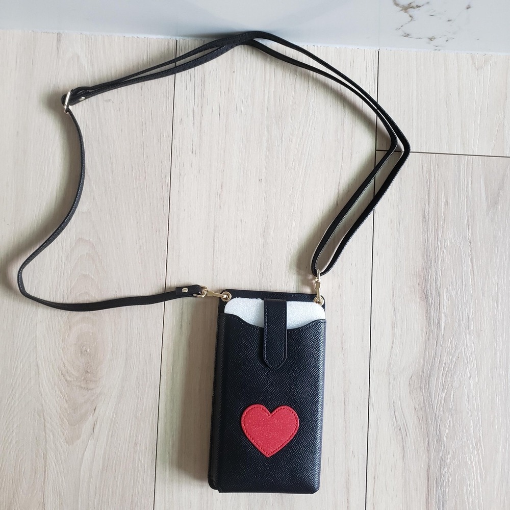 Peacocktion Phone‎ Crossbody Wallet Case Universal Black Heart RFID Strap Holder